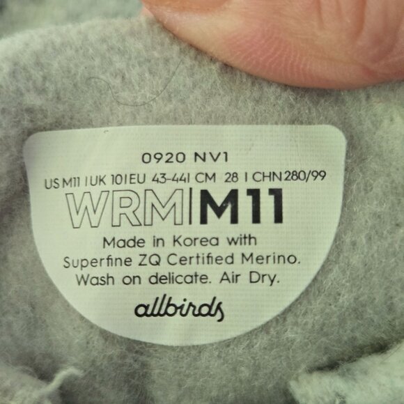 Allbirds Men's Wool Runner Dapple Gray Cream Sole Size 11 - Picture 8 of 8